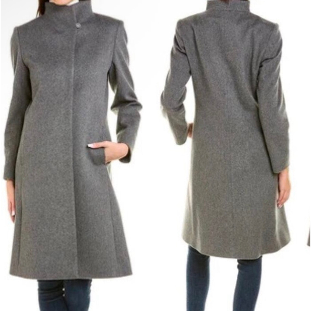 Women's CINZIA ROCCA Icons Gray Wool Cashmere Blend Pea Coat